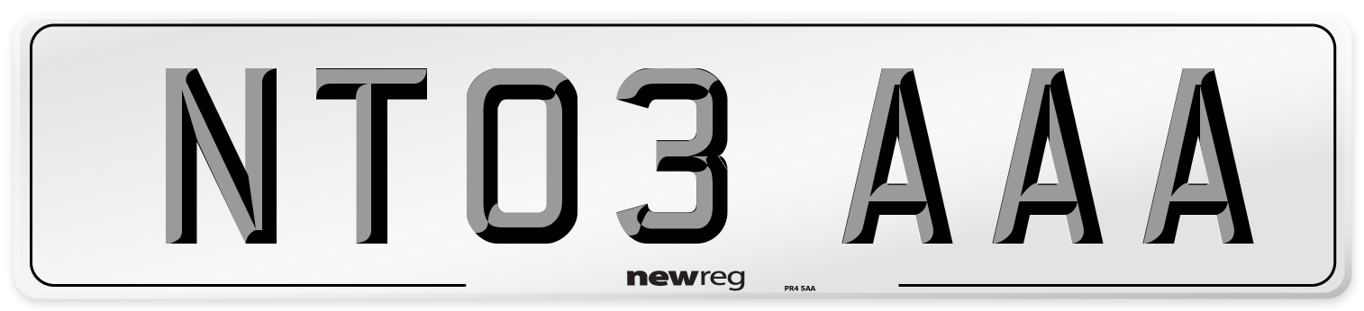 NT03 AAA Number Plate from New Reg